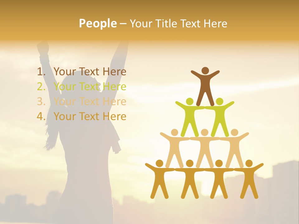 A Woman Raising Her Arms In The Air PowerPoint Template