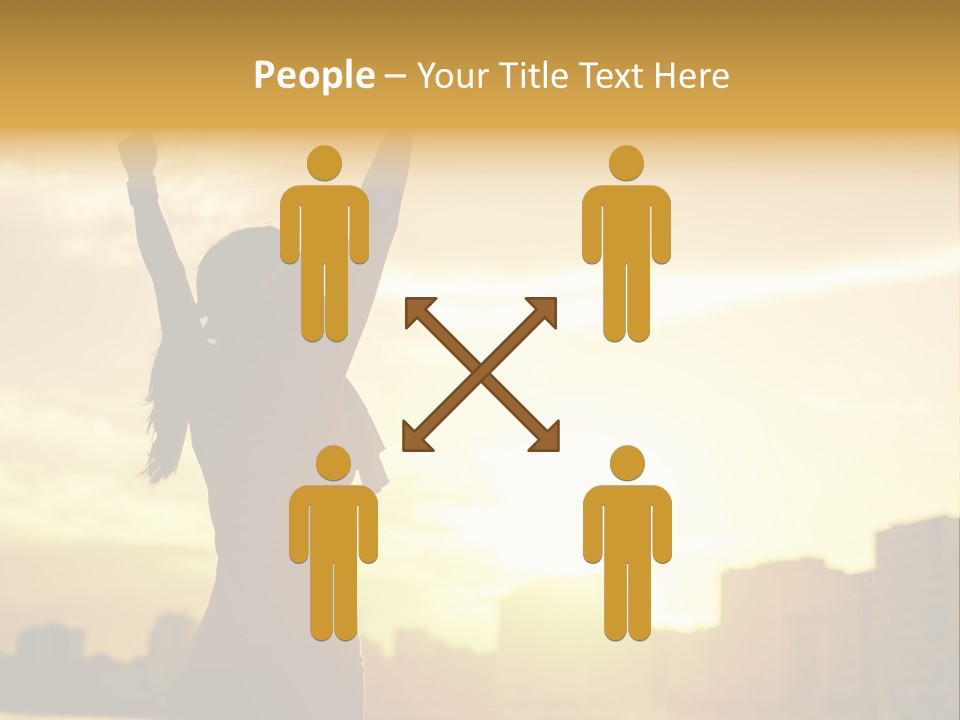A Woman Raising Her Arms In The Air PowerPoint Template