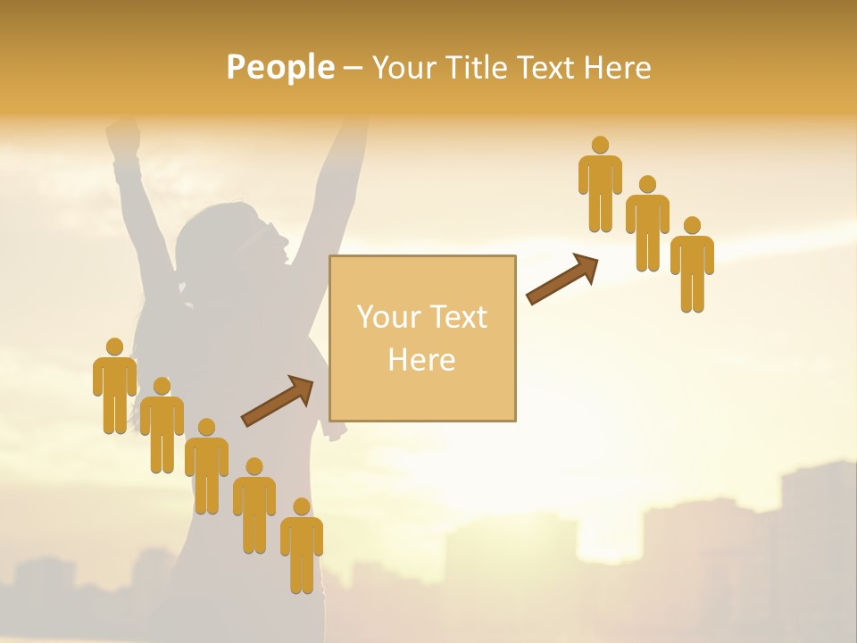 A Woman Raising Her Arms In The Air PowerPoint Template