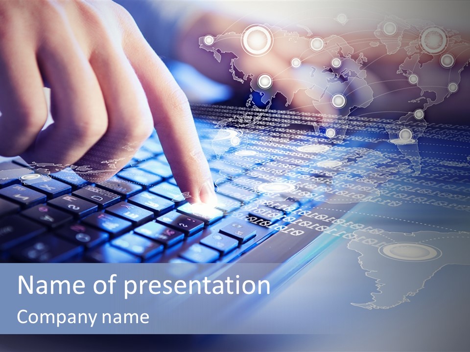 A Person Typing On A Laptop With A Finger On The Keyboard PowerPoint Template