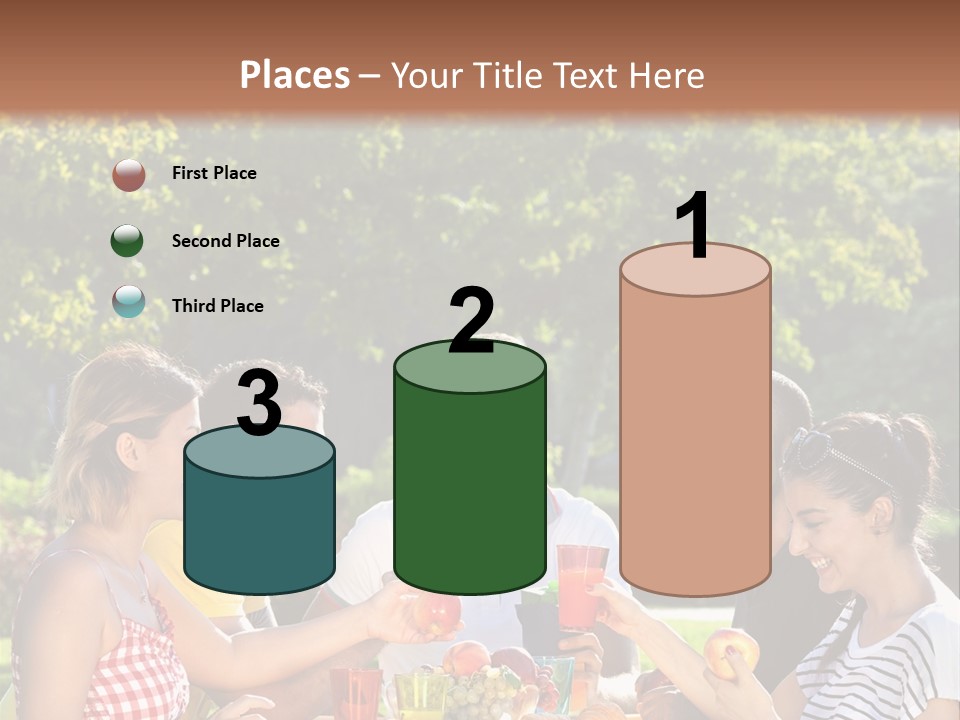 A Group Of People Sitting Around A Table With Food PowerPoint Template