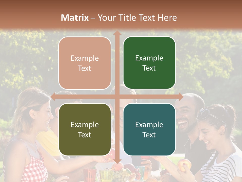 A Group Of People Sitting Around A Table With Food PowerPoint Template