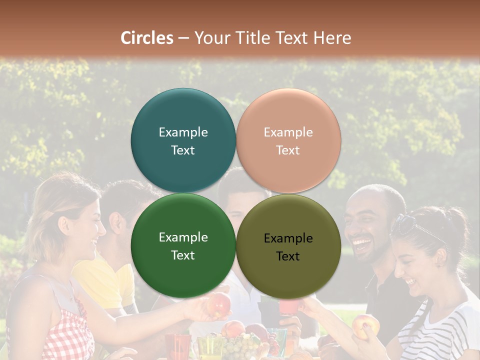 A Group Of People Sitting Around A Table With Food PowerPoint Template