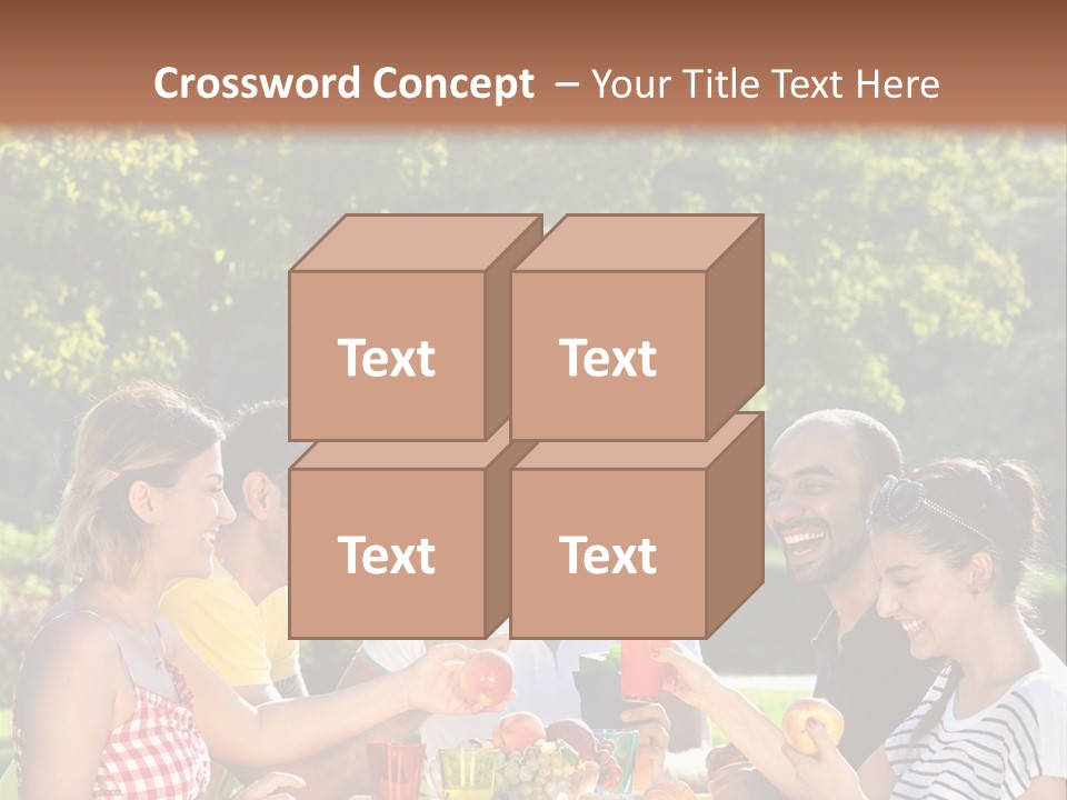 A Group Of People Sitting Around A Table With Food PowerPoint Template