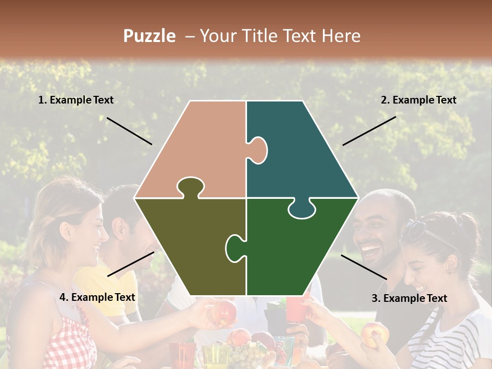A Group Of People Sitting Around A Table With Food PowerPoint Template