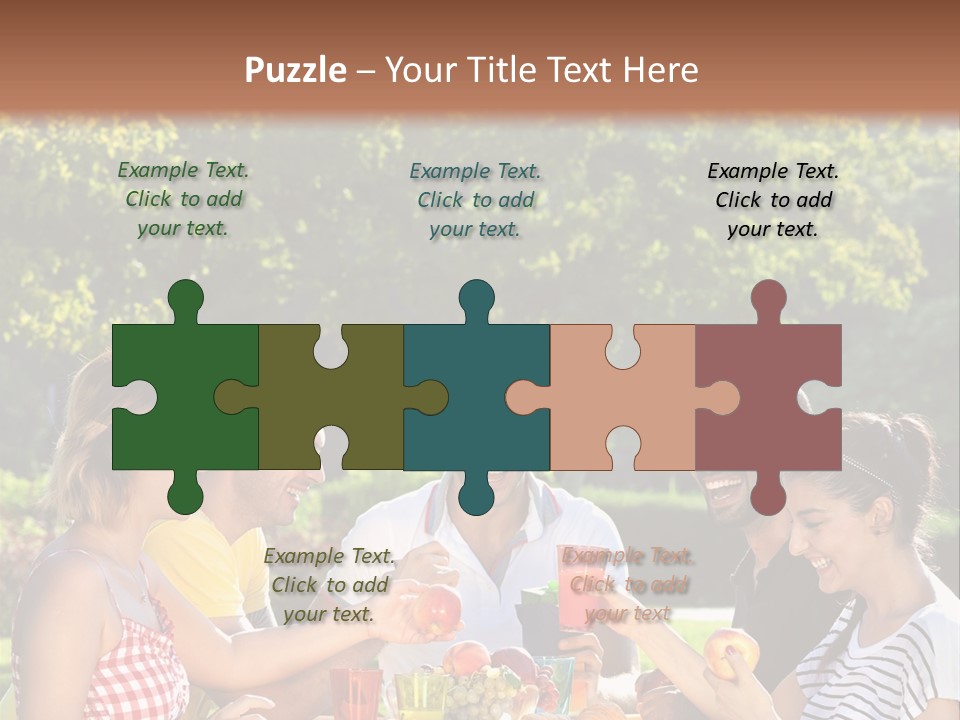 A Group Of People Sitting Around A Table With Food PowerPoint Template