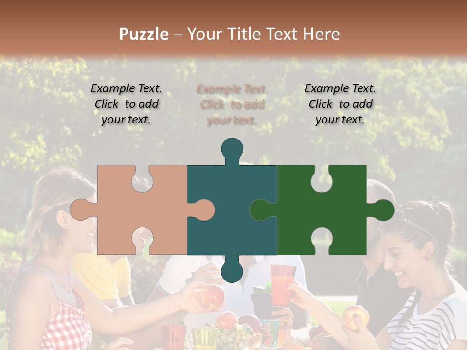 A Group Of People Sitting Around A Table With Food PowerPoint Template