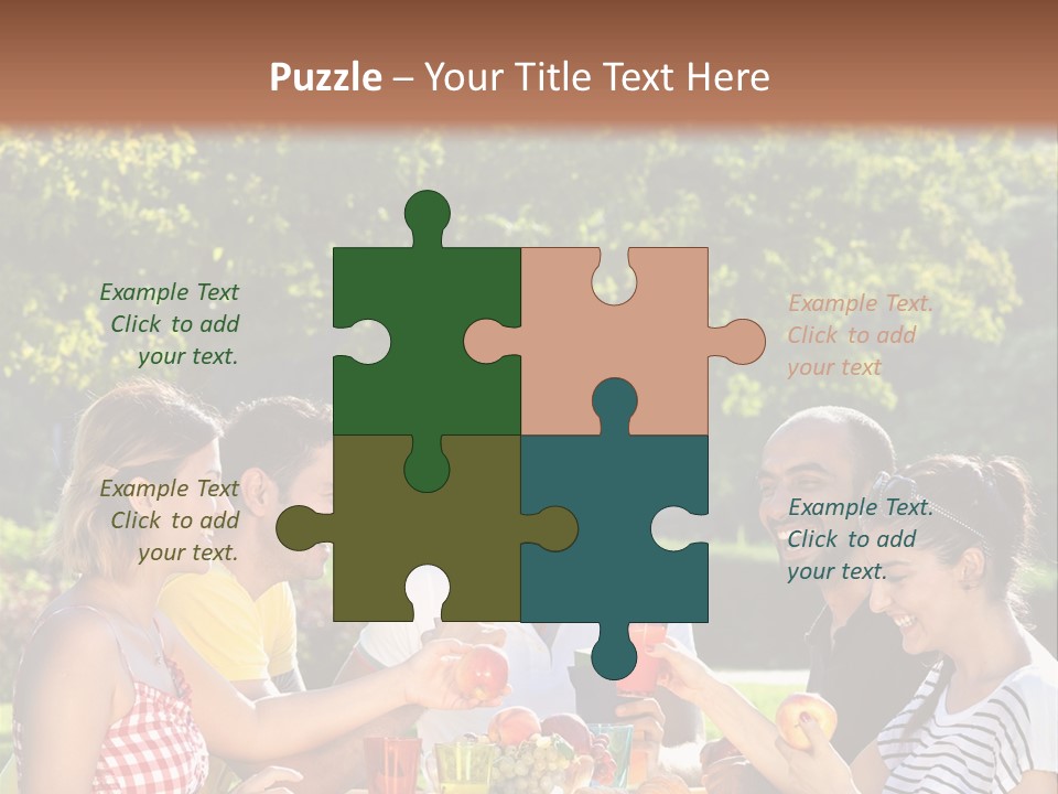 A Group Of People Sitting Around A Table With Food PowerPoint Template