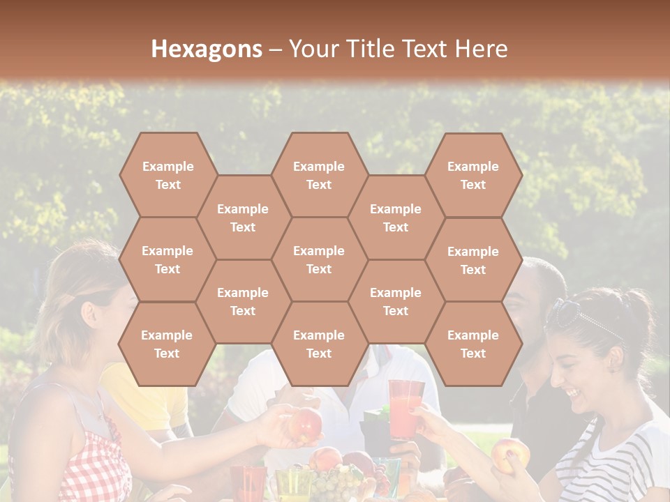 A Group Of People Sitting Around A Table With Food PowerPoint Template