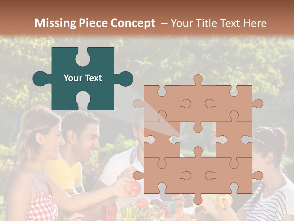 A Group Of People Sitting Around A Table With Food PowerPoint Template