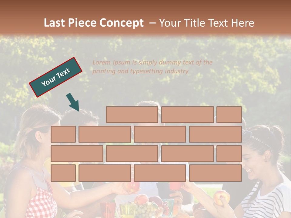 A Group Of People Sitting Around A Table With Food PowerPoint Template