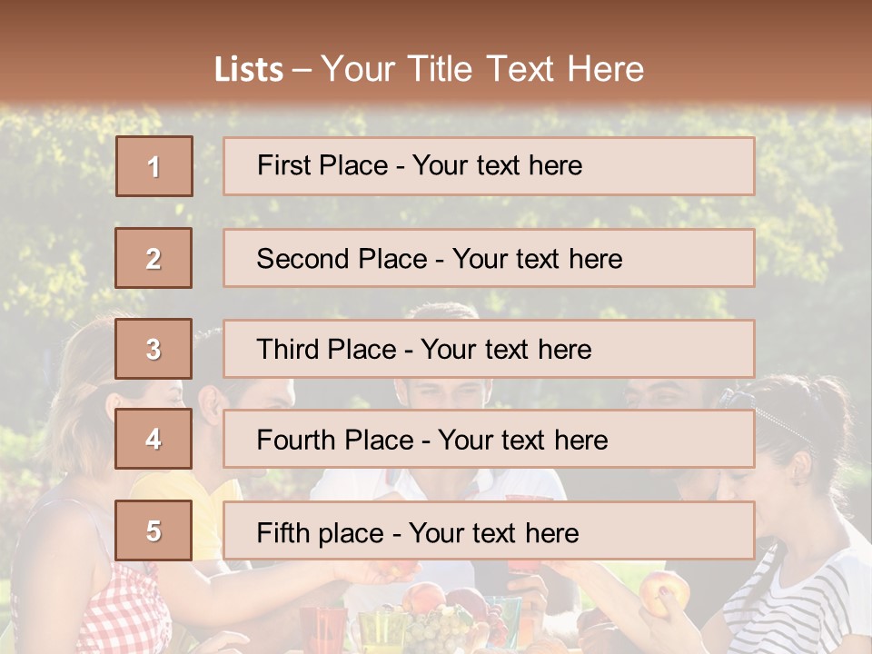 A Group Of People Sitting Around A Table With Food PowerPoint Template