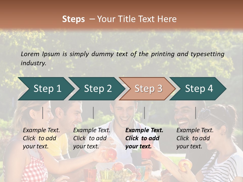 A Group Of People Sitting Around A Table With Food PowerPoint Template