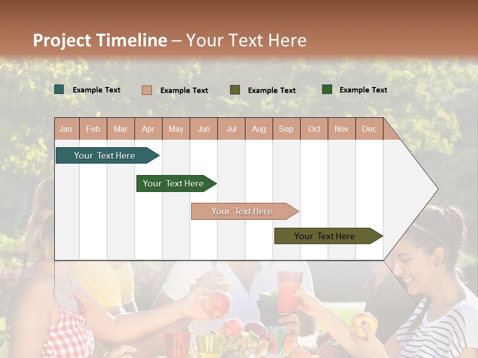 A Group Of People Sitting Around A Table With Food PowerPoint Template