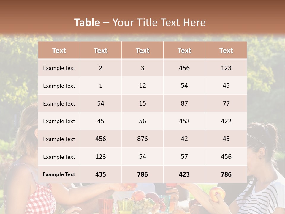 A Group Of People Sitting Around A Table With Food PowerPoint Template