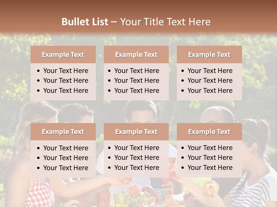 A Group Of People Sitting Around A Table With Food PowerPoint Template