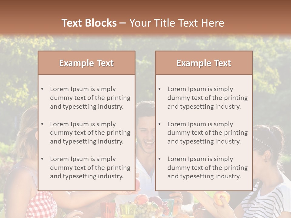 A Group Of People Sitting Around A Table With Food PowerPoint Template