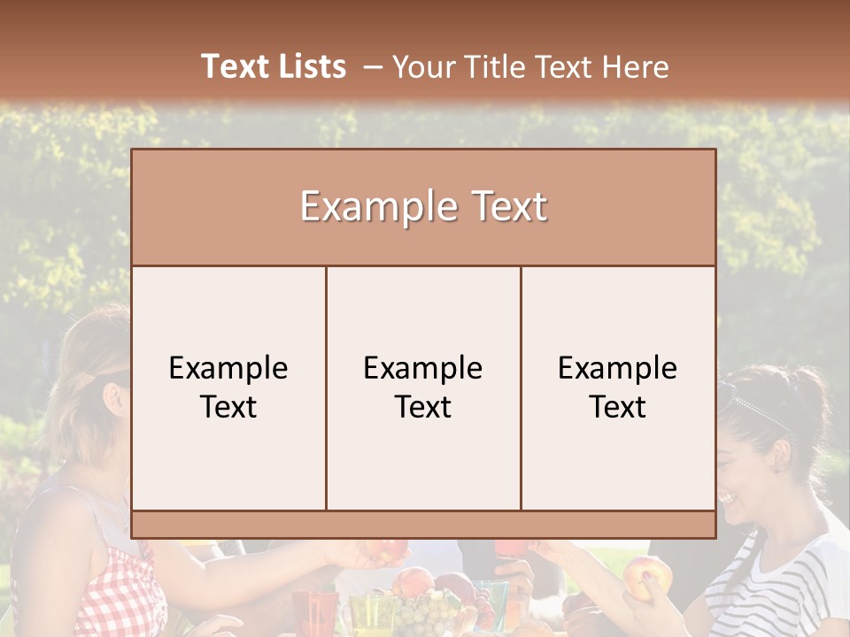 A Group Of People Sitting Around A Table With Food PowerPoint Template