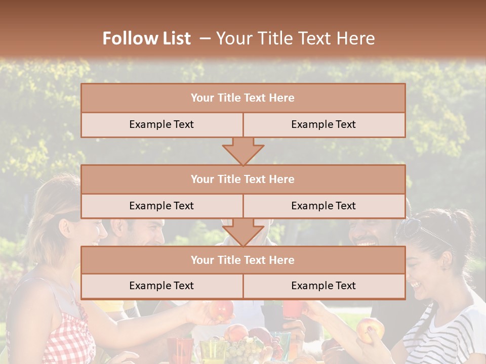 A Group Of People Sitting Around A Table With Food PowerPoint Template