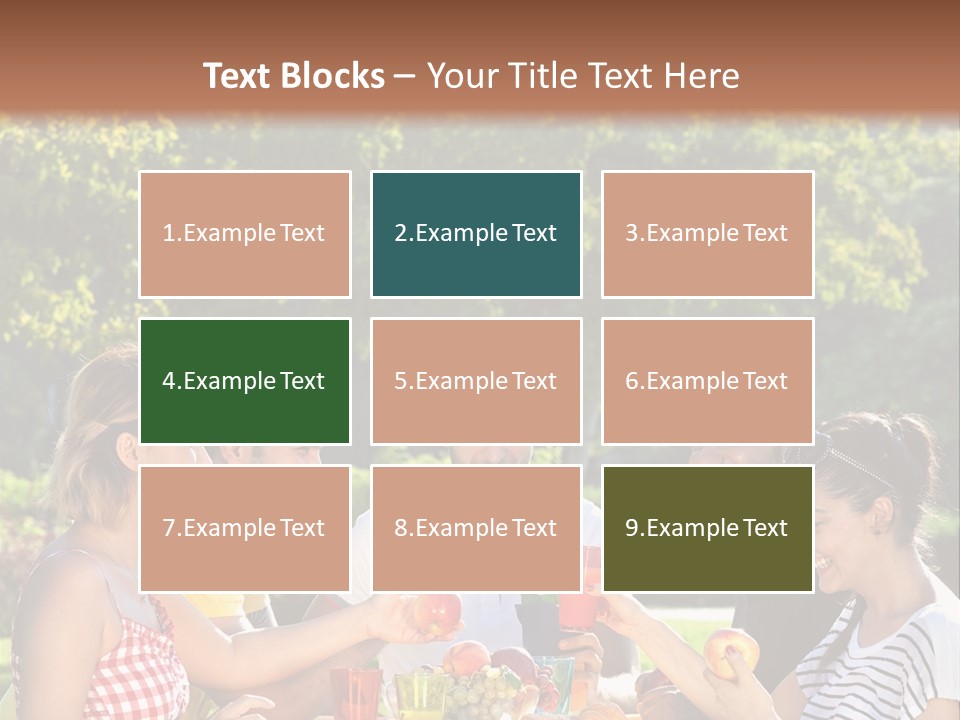 A Group Of People Sitting Around A Table With Food PowerPoint Template