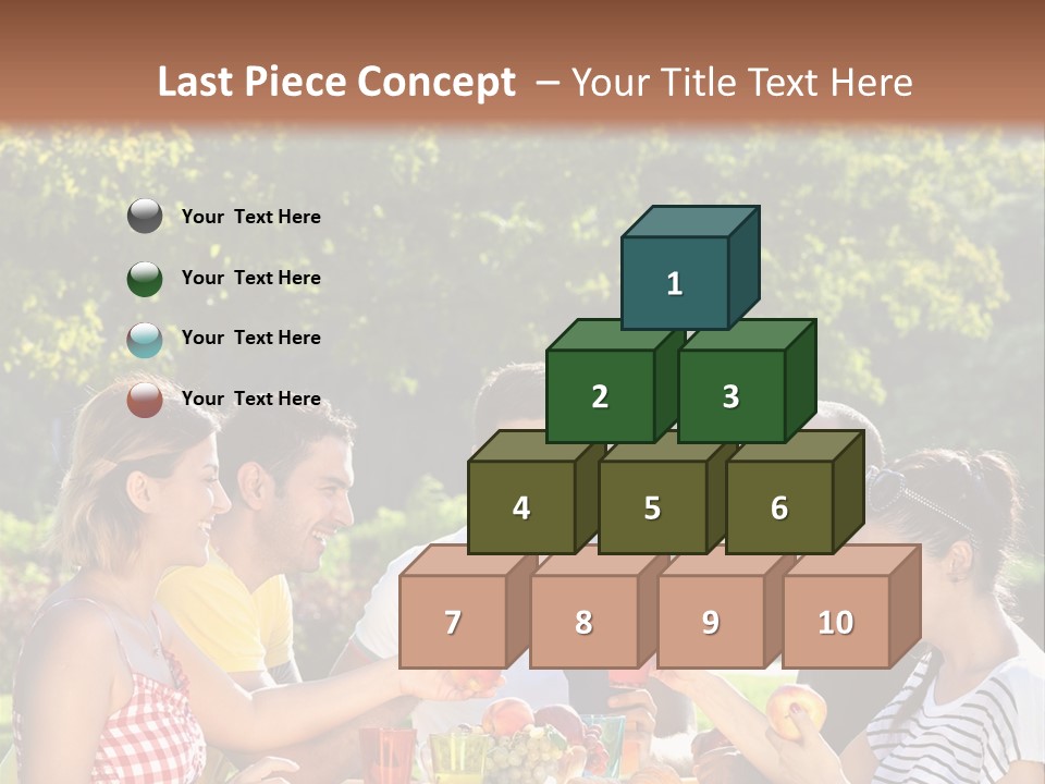 A Group Of People Sitting Around A Table With Food PowerPoint Template