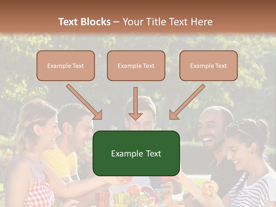 A Group Of People Sitting Around A Table With Food PowerPoint Template