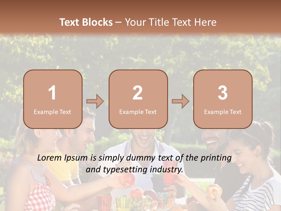 A Group Of People Sitting Around A Table With Food PowerPoint Template