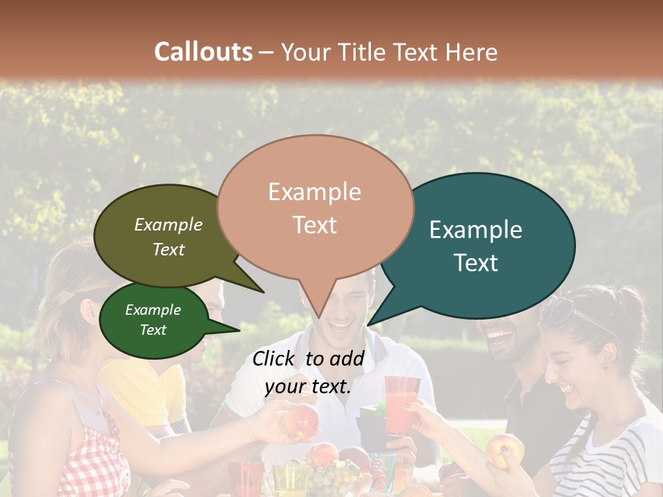 A Group Of People Sitting Around A Table With Food PowerPoint Template
