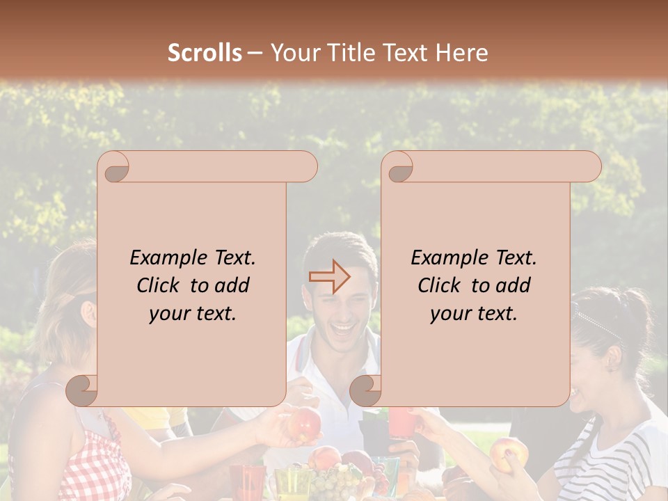 A Group Of People Sitting Around A Table With Food PowerPoint Template