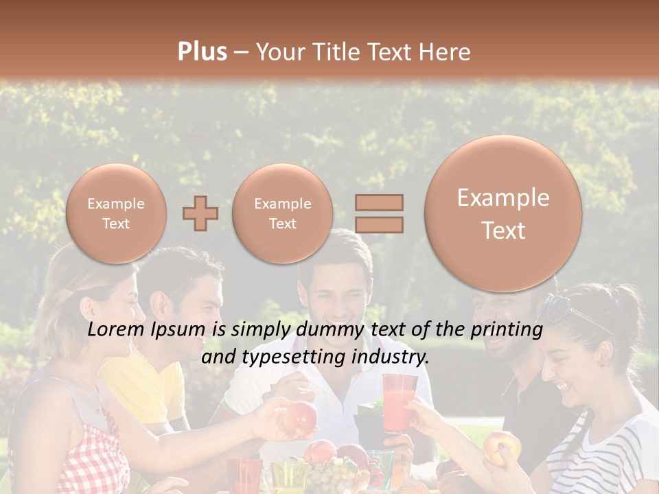 A Group Of People Sitting Around A Table With Food PowerPoint Template