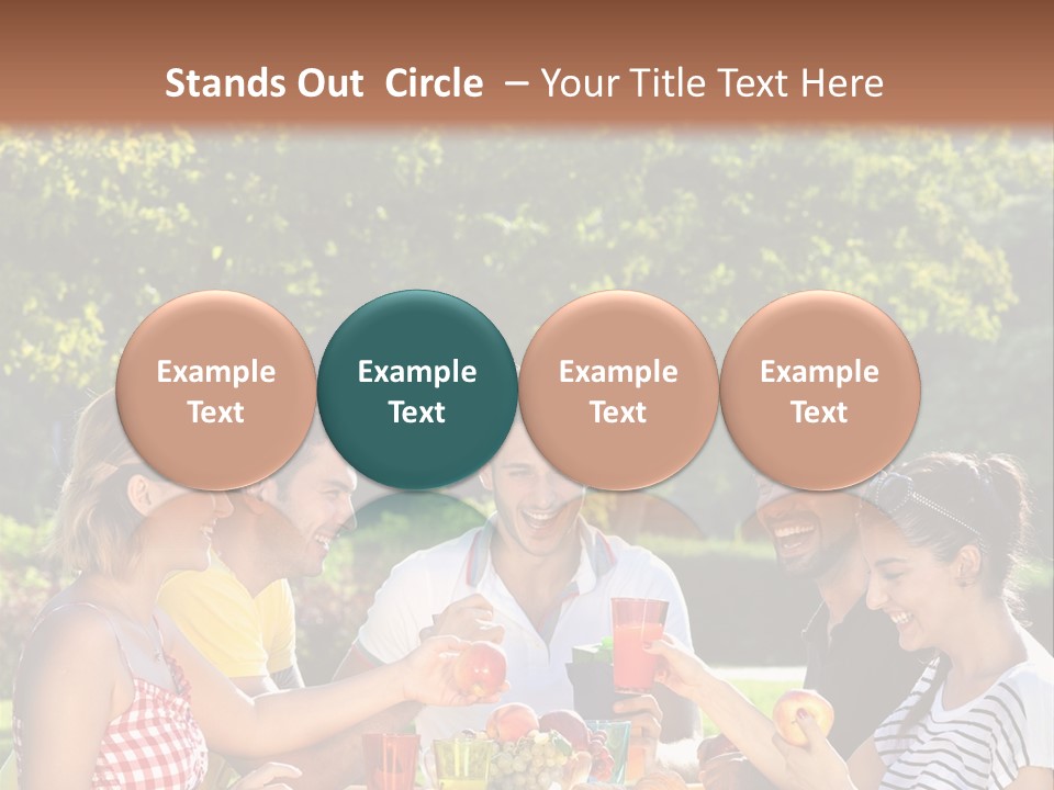 A Group Of People Sitting Around A Table With Food PowerPoint Template