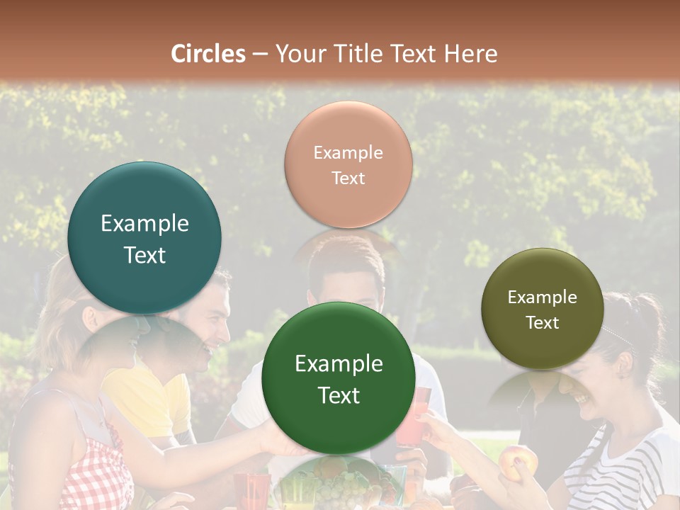A Group Of People Sitting Around A Table With Food PowerPoint Template