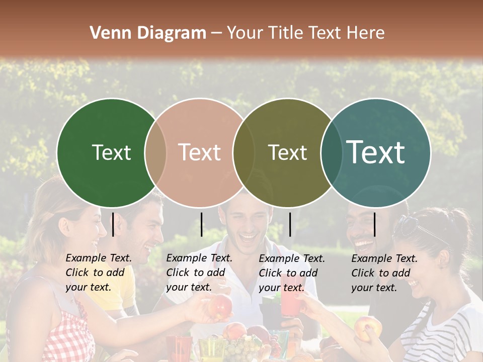 A Group Of People Sitting Around A Table With Food PowerPoint Template