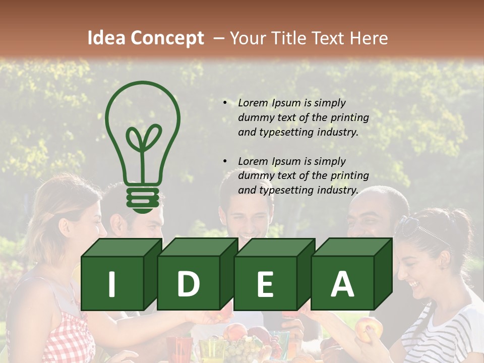 A Group Of People Sitting Around A Table With Food PowerPoint Template