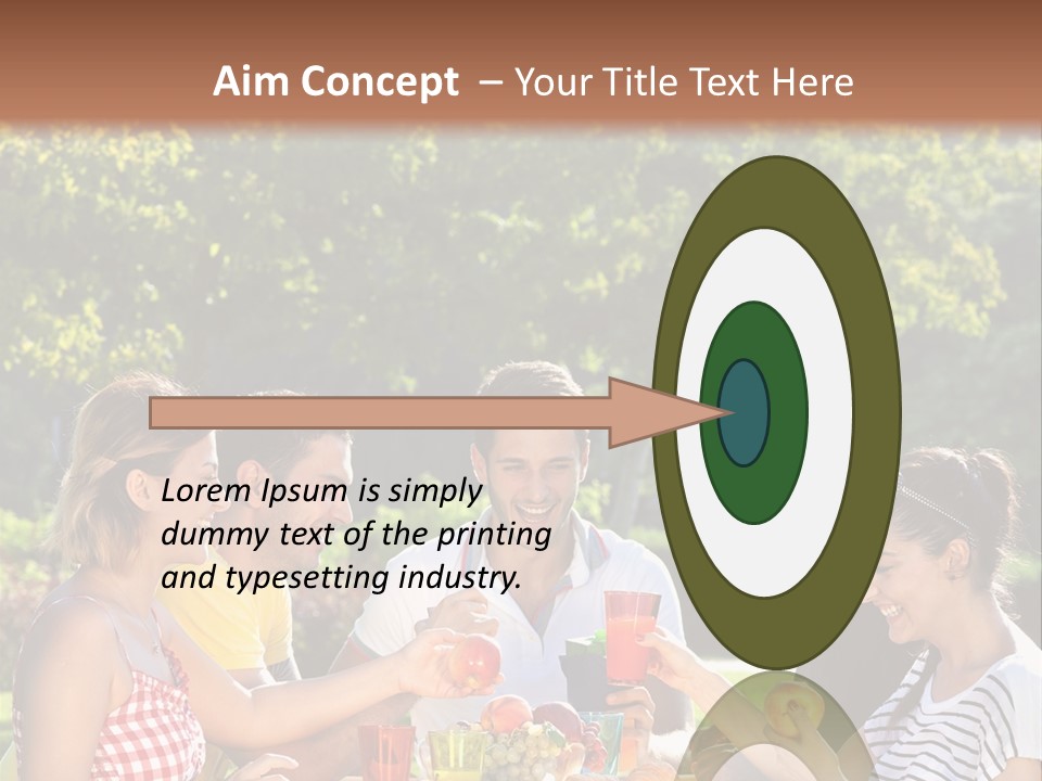 A Group Of People Sitting Around A Table With Food PowerPoint Template