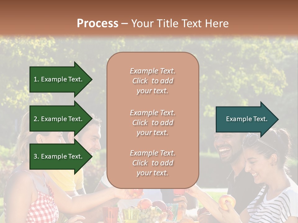 A Group Of People Sitting Around A Table With Food PowerPoint Template