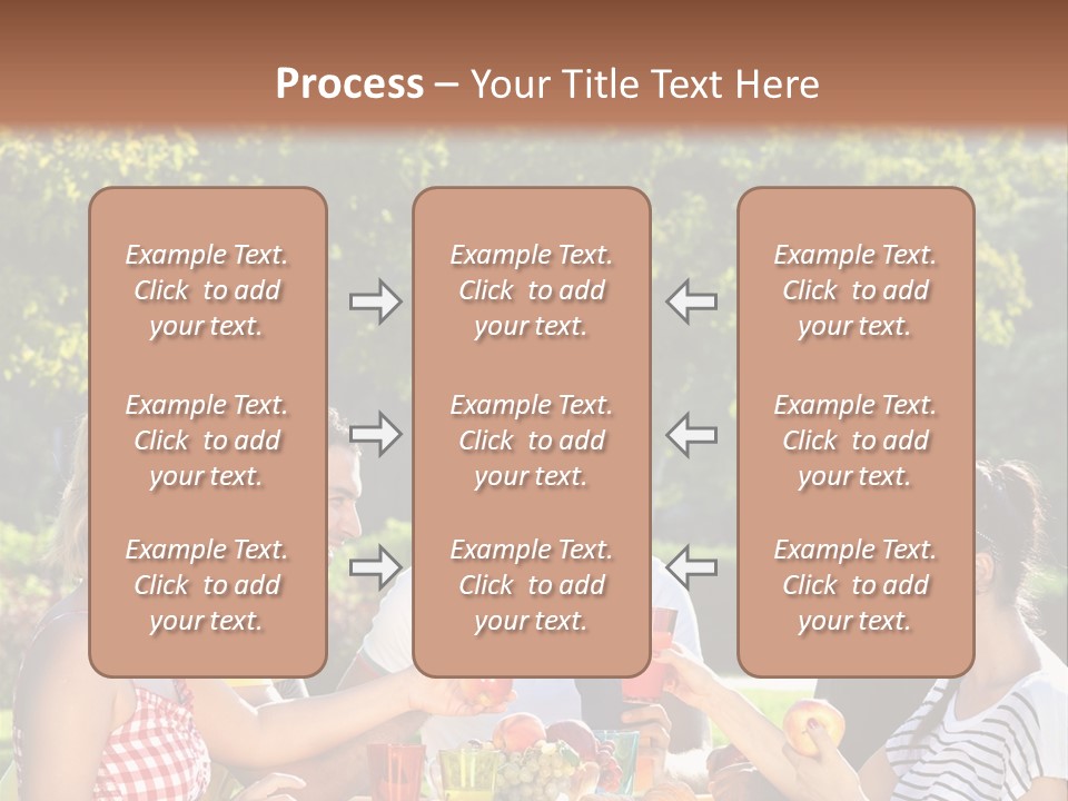 A Group Of People Sitting Around A Table With Food PowerPoint Template
