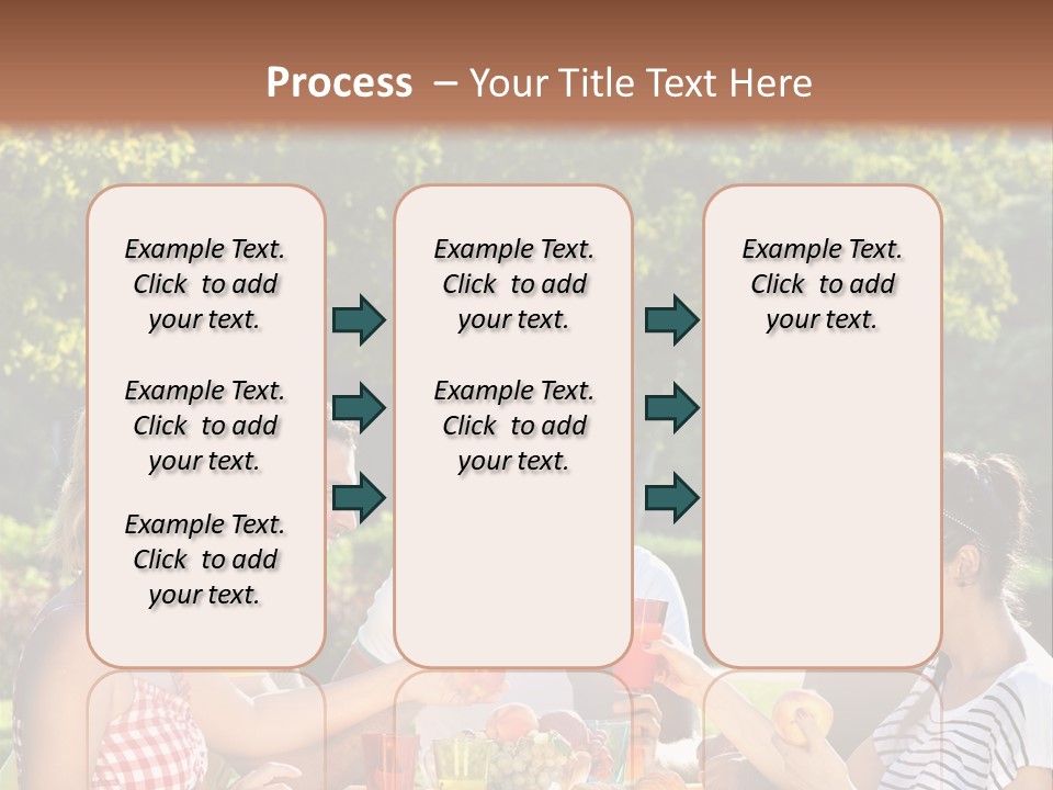 A Group Of People Sitting Around A Table With Food PowerPoint Template