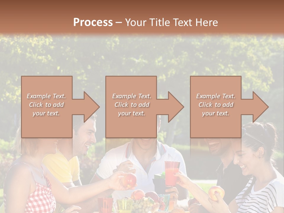 A Group Of People Sitting Around A Table With Food PowerPoint Template