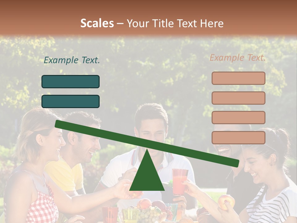 A Group Of People Sitting Around A Table With Food PowerPoint Template