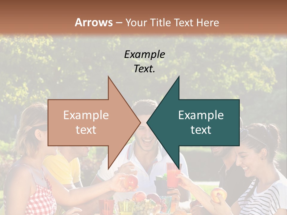 A Group Of People Sitting Around A Table With Food PowerPoint Template