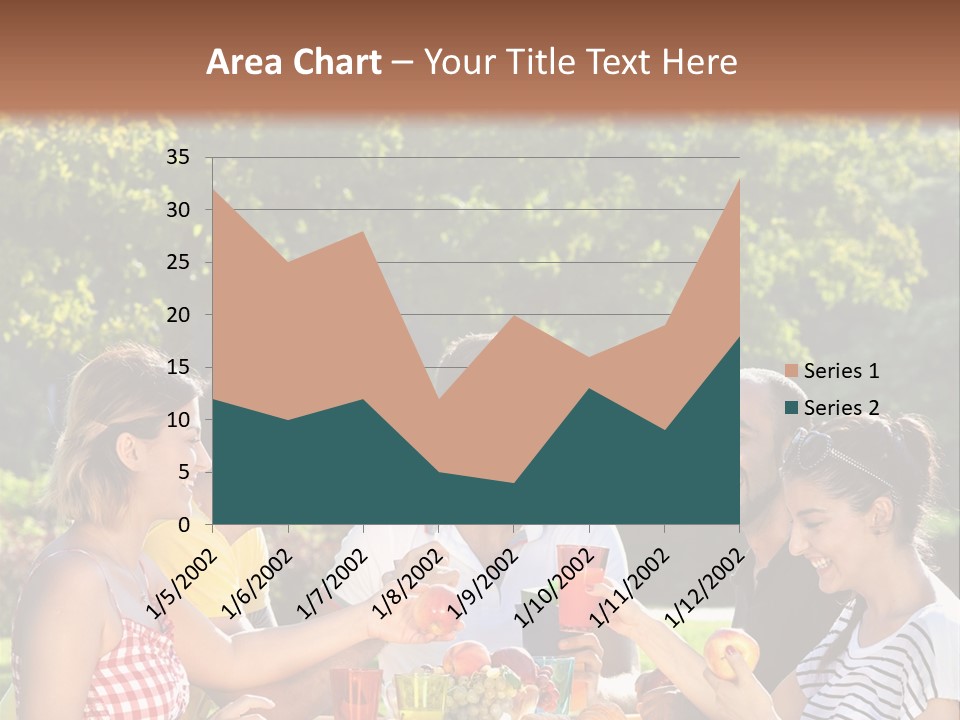 A Group Of People Sitting Around A Table With Food PowerPoint Template