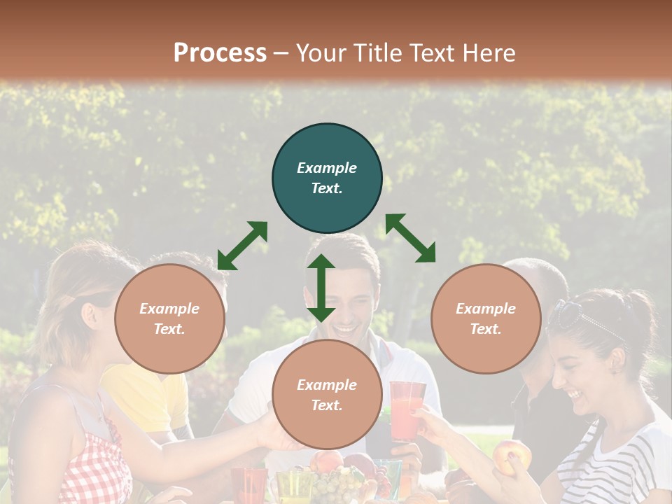 A Group Of People Sitting Around A Table With Food PowerPoint Template