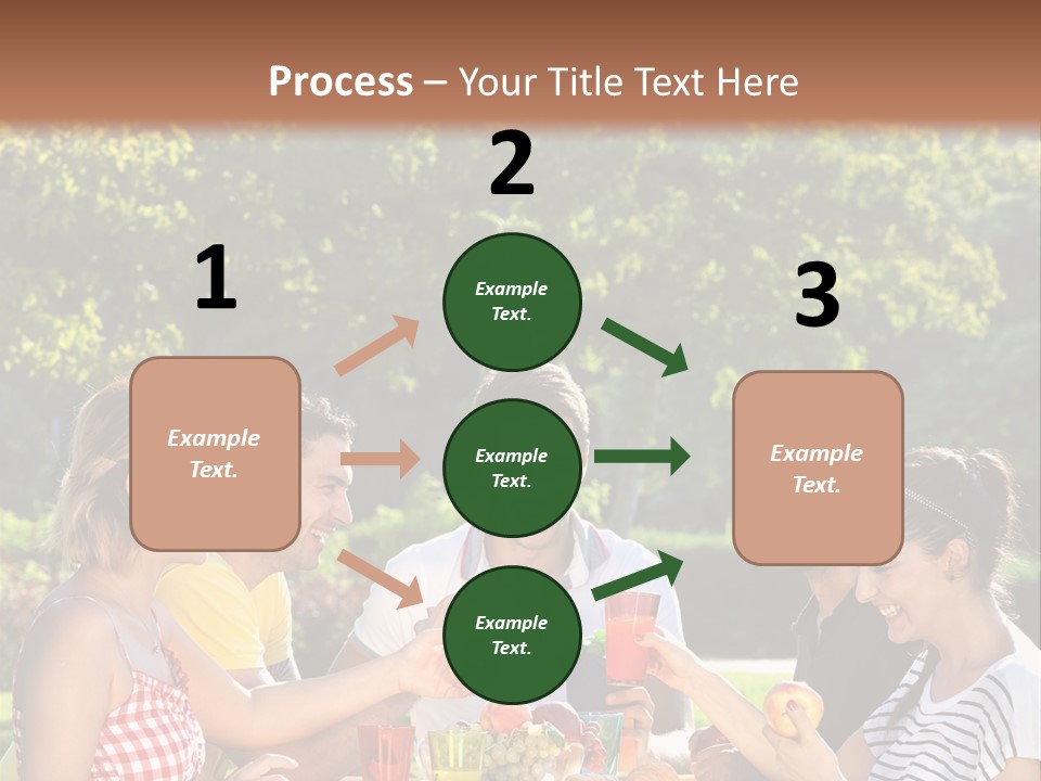 A Group Of People Sitting Around A Table With Food PowerPoint Template