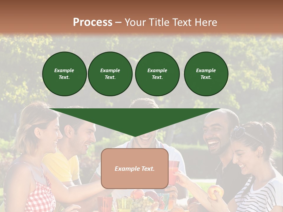 A Group Of People Sitting Around A Table With Food PowerPoint Template