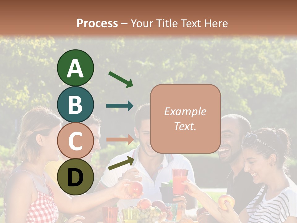 A Group Of People Sitting Around A Table With Food PowerPoint Template