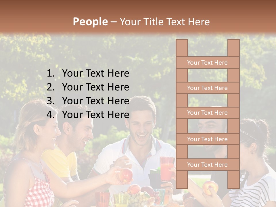 A Group Of People Sitting Around A Table With Food PowerPoint Template