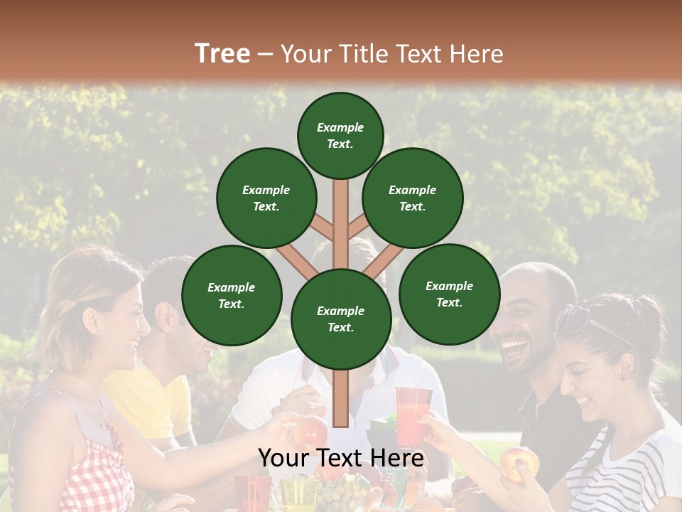 A Group Of People Sitting Around A Table With Food PowerPoint Template