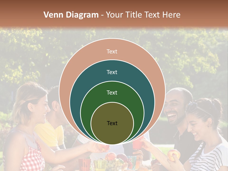 A Group Of People Sitting Around A Table With Food PowerPoint Template