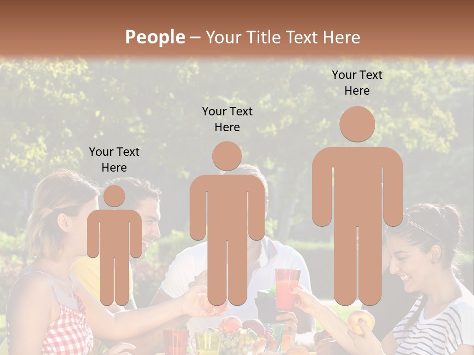 A Group Of People Sitting Around A Table With Food PowerPoint Template